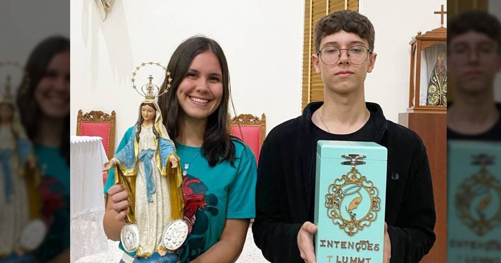 Luan e Karoline juntos na igreja — Foto: Arquivo pessoal