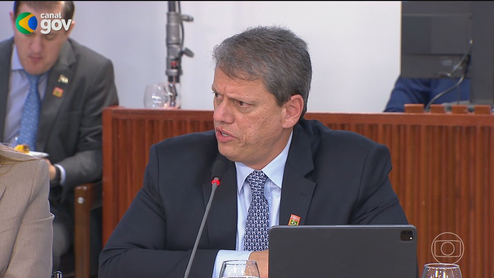 Governador de São Paulo, Tarcísio de Freitas, do Republicanos — Foto: Reprodução/TV Globo
