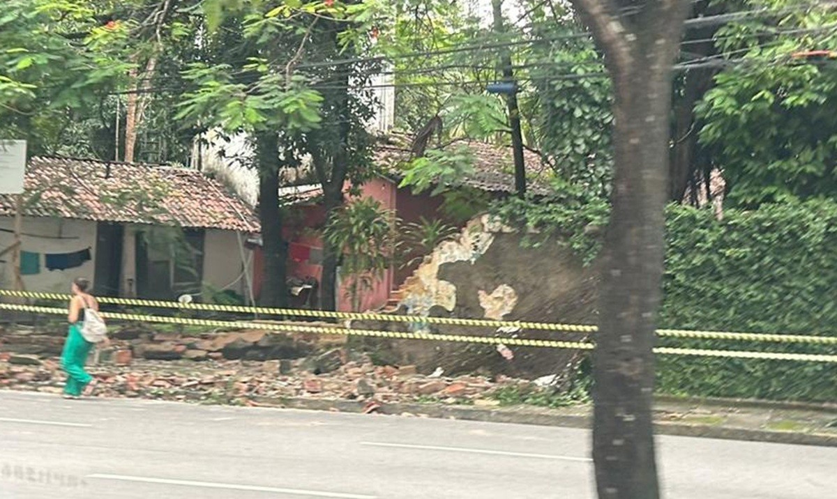 Muro de casarão que pertence a Anita Harley, do documentário 'O Testamento', desaba no Recife