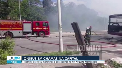 Ônibus pega fogo na av. Augusto Montenegro, em Belém