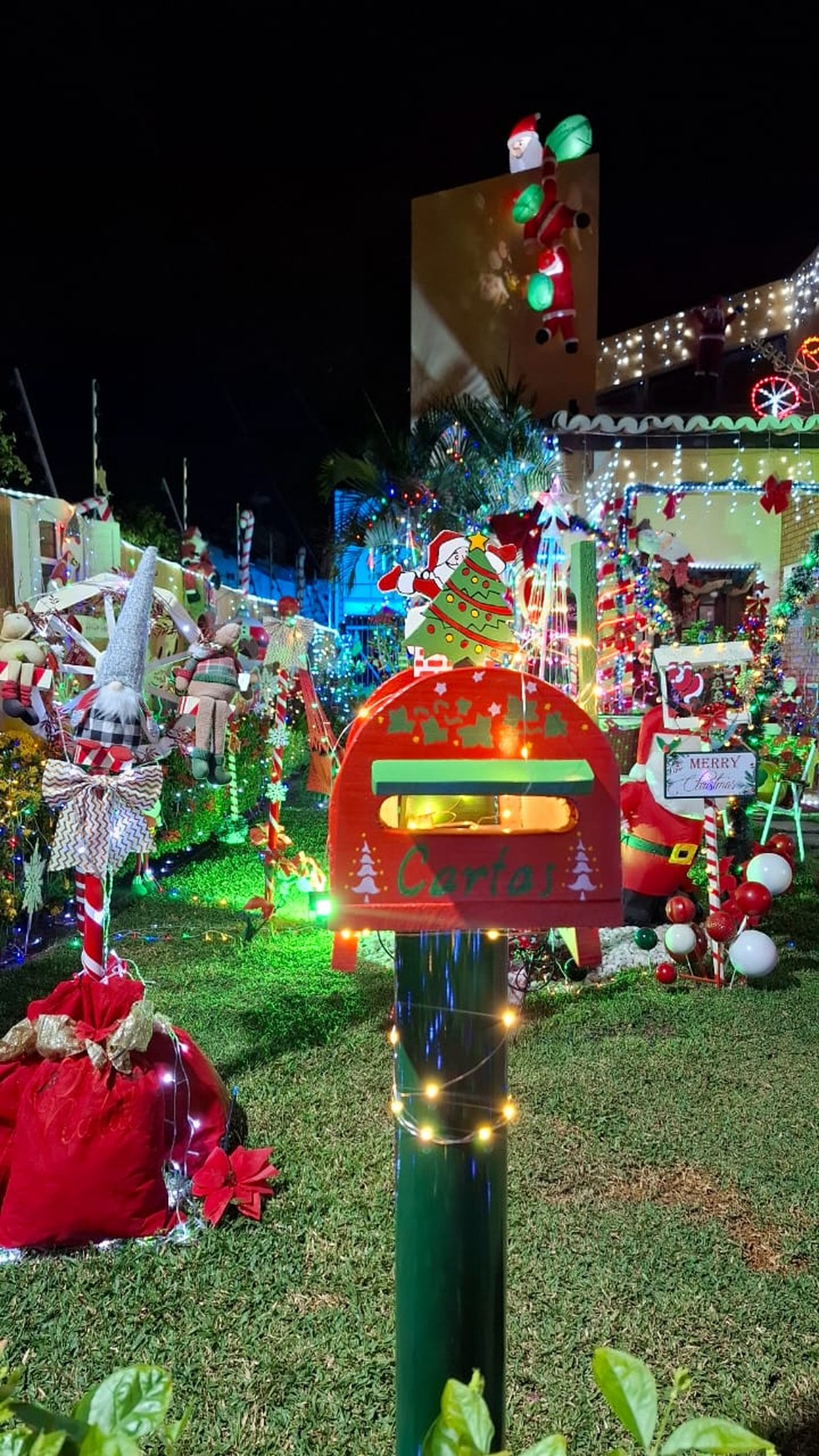 Decoração natalina de casa na Zona Sul de Natal — Foto: Cedida