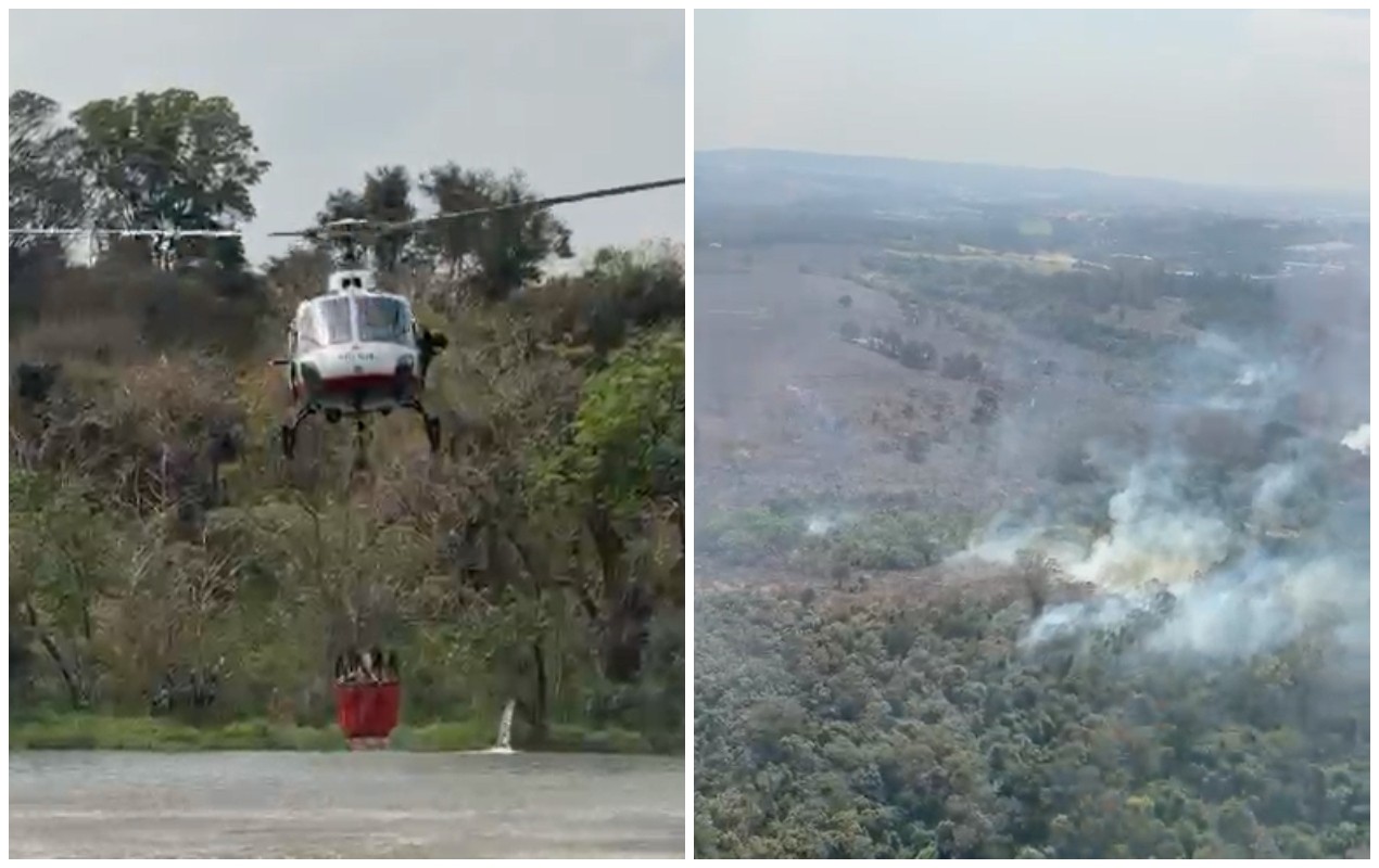 VÍDEO: incêndio na Serra do Japi mobiliza helicóptero Águia da PM em Jundiaí