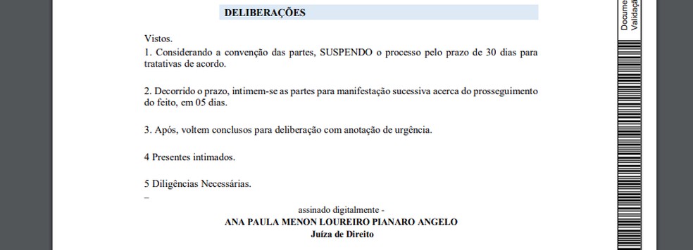 Decisão tomada no dia 22 de março de 2023 — Foto: Reprodução