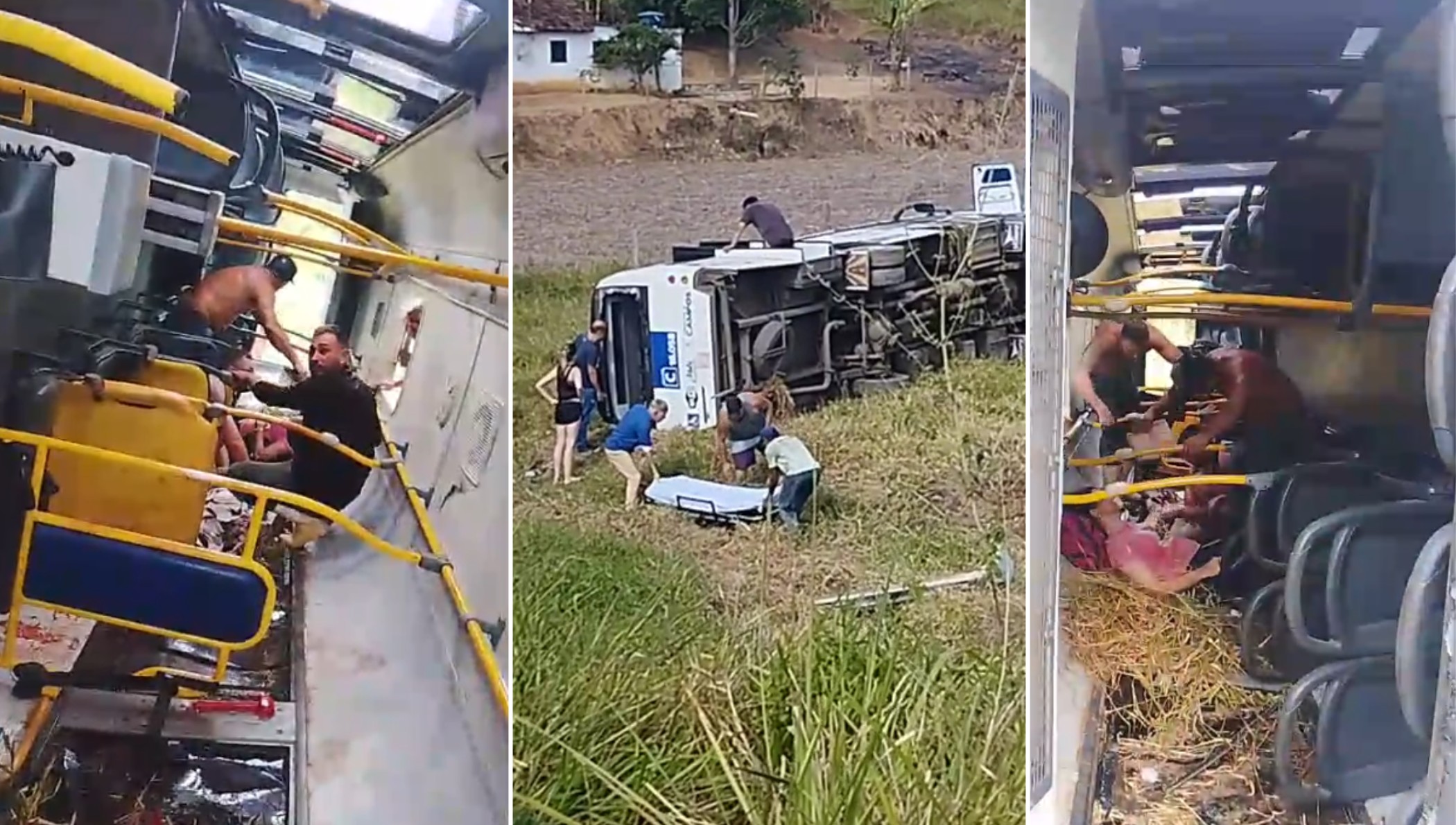 Moradores se revoltam ao mostrar peças de micro-ônibus tombado com 26 feridos em Campos: 'A vida dos outros é importante'; VÍDEO
