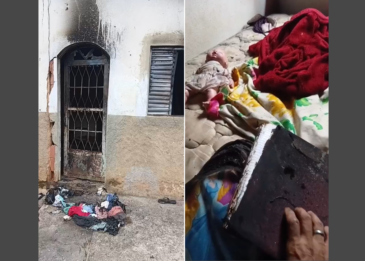 Casa pega fogo após celular ficar à noite na tomada em Natividade; homem é internado com queimaduras após salvar mulher e filha de 4 anos
