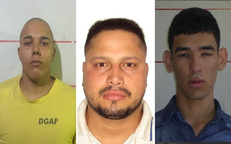 Mateus Barbosa da Silva, José Camilo Pereira Bento e Antônio Luiz de Souza Filho foram presos suspeitos de envolvimento em homicídio, em Goiânia — Foto: Divulgação/Polícia Civil