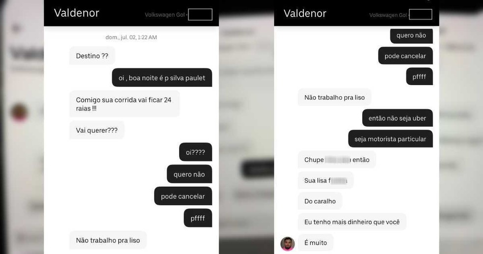Passageiros que foram xingados e até ameaçados por motorista de app em Fortaleza no domingo (2) — Foto: Arquivo pessoal