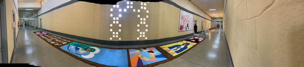 Tapetes feitos por detentos no Espírito Santo ficaram nas áreas externas e internas dos presídios — Foto: Divulgação/Secretaria de Justiça do Espírito Santo