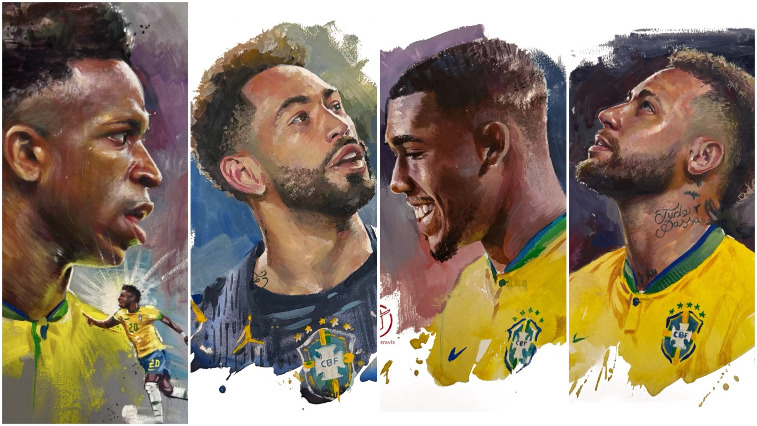 Craques da seleção brasileira inspiram ilustrações de artista potiguar