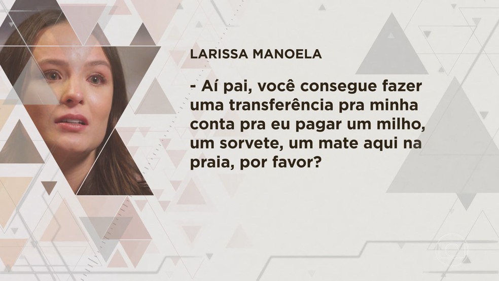 Larissa Manoela revela como era o controle sobre seu dinheiro — Foto: Reprodução/ TV Globo