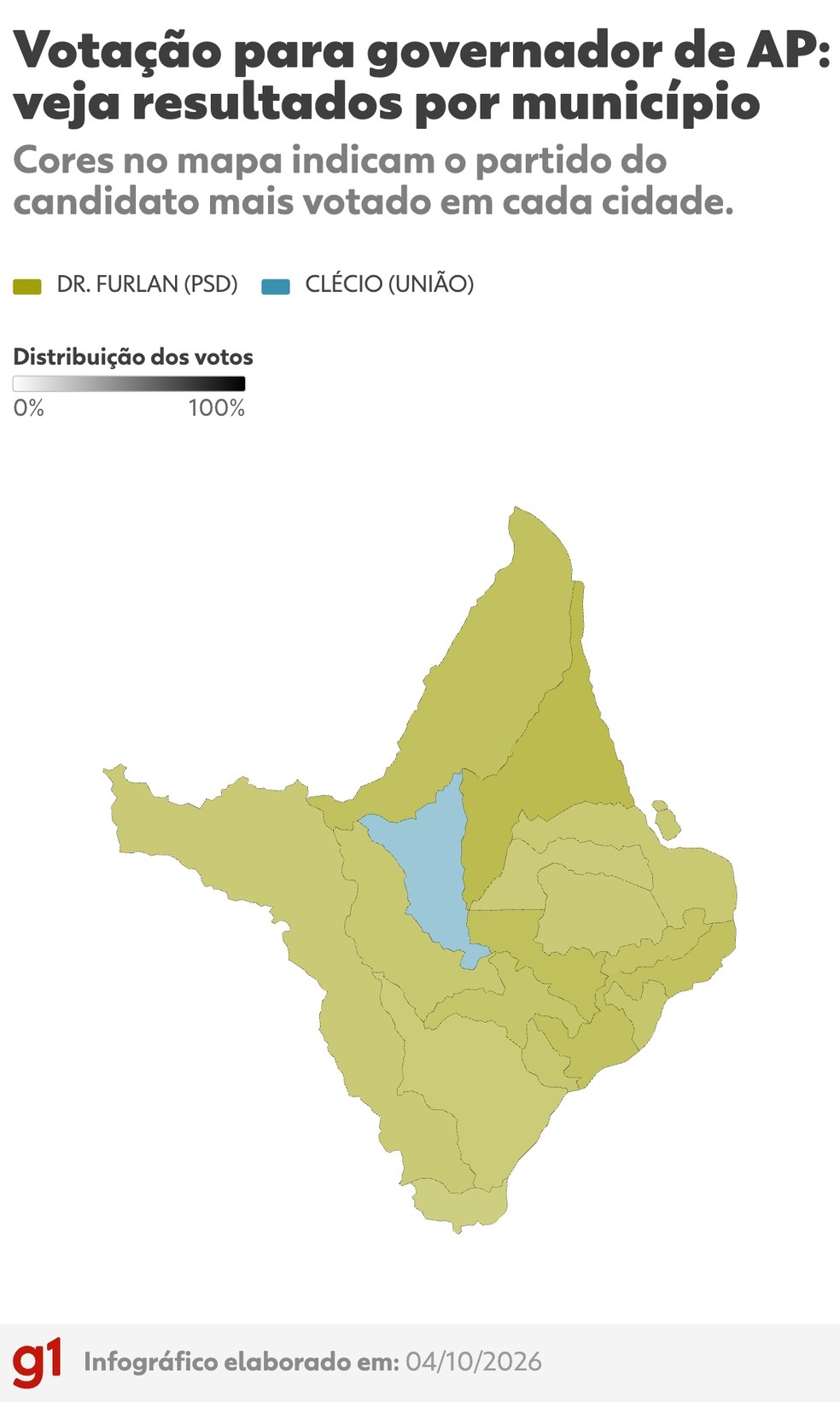 Mapa de votação no Amapá — Foto: g1