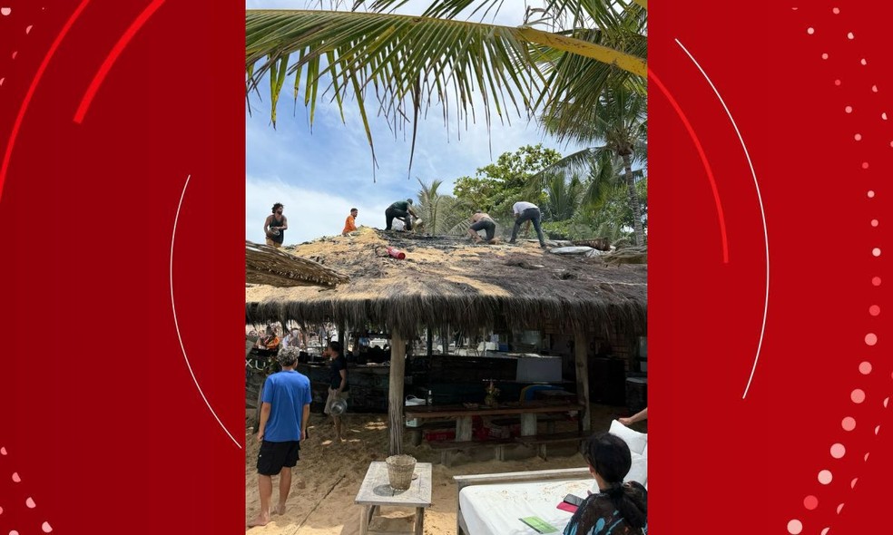 Incêndio que atingiu o bar do Uxua Casa Hotel & Spa foi debelado por volta das 13h45 — Foto: Imagens obtidas com a assessoria do Uxua Casa Hotel & Spa