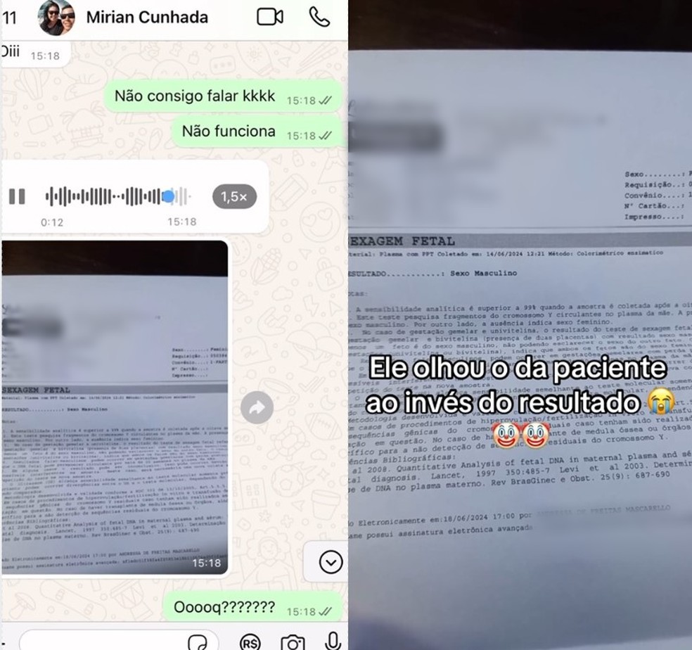 Padrinho fica responsável por organizar chá revelação, mas olha sexo do bebê no lugar errado — Foto: Redes sociais/ Reprodução