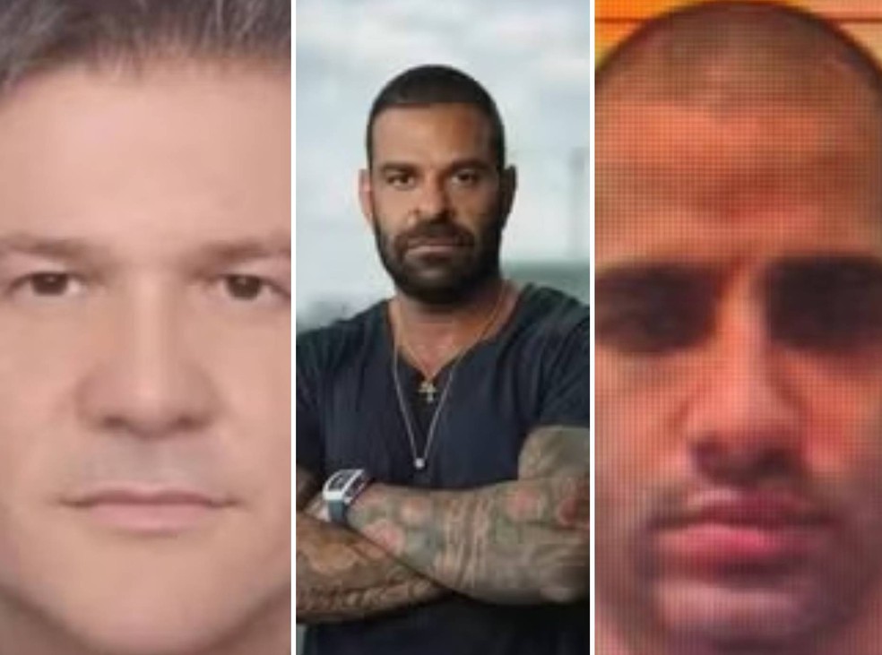 Montagem mostra Henrique Vorcaro, Fabiano Vettel e Luiz Phillipi Machado de Moraes Mourão, o 'Sicário' — Foto: Reprodução/Redes sociais; Reprodução/Space Money; Reprodução