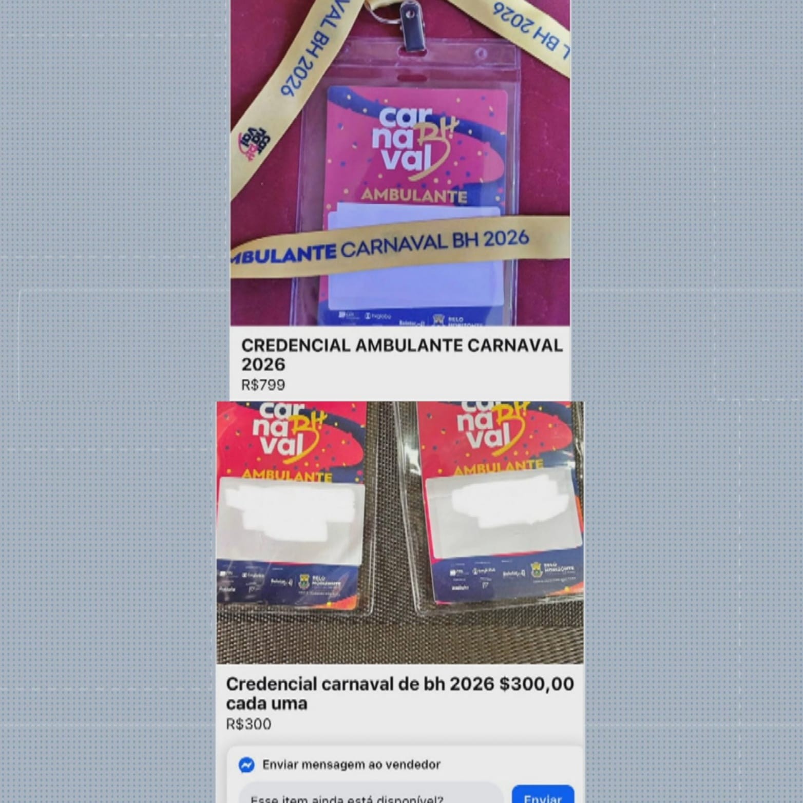 Credenciais de ambulantes do Carnaval de BH são vendidas ilegalmente nas redes sociais