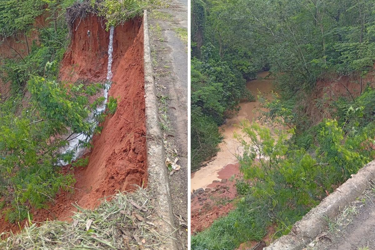Chuvas causam deslizamento de barranco e rompimento de tubulação de água em Presidente Prudente
