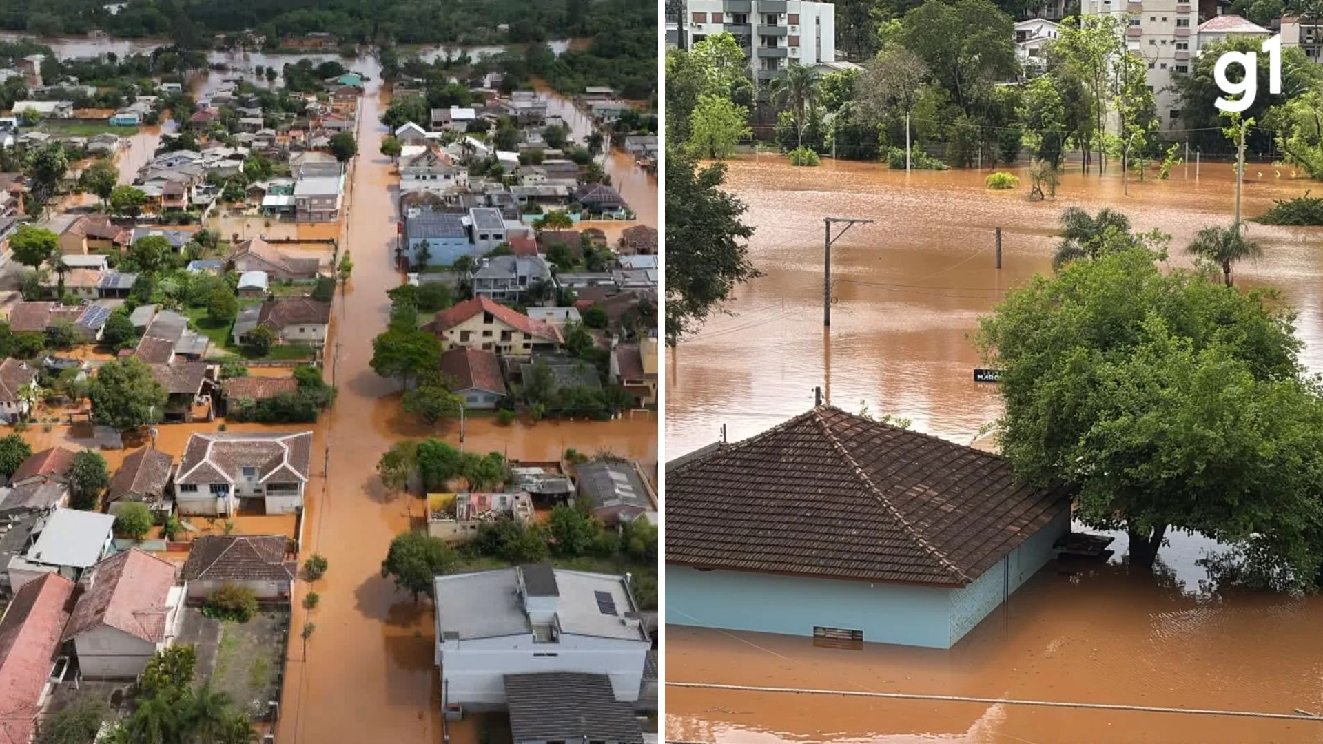 Imagens aéreas mostram cidades do RS embaixo d'água após inundações