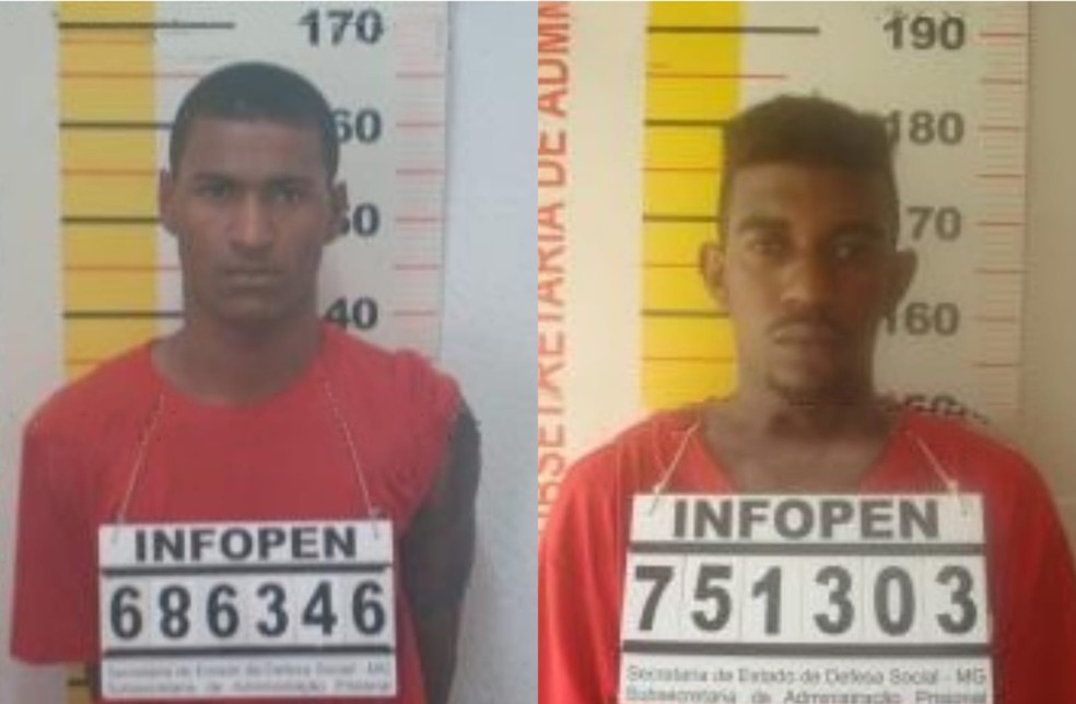 Detentos foragidos Igor dos Santos Otoni, de 24 anos, e Hélio Júnio Costa Vieira, de 41 — Foto: Sejusp