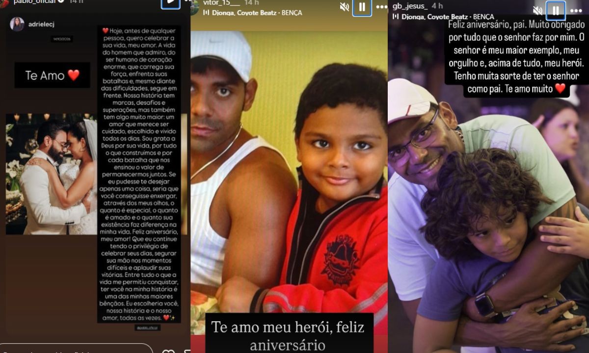 Pablo é homenageado pela esposa e filhos no aniversário de 41 anos: 'Coração enorme'