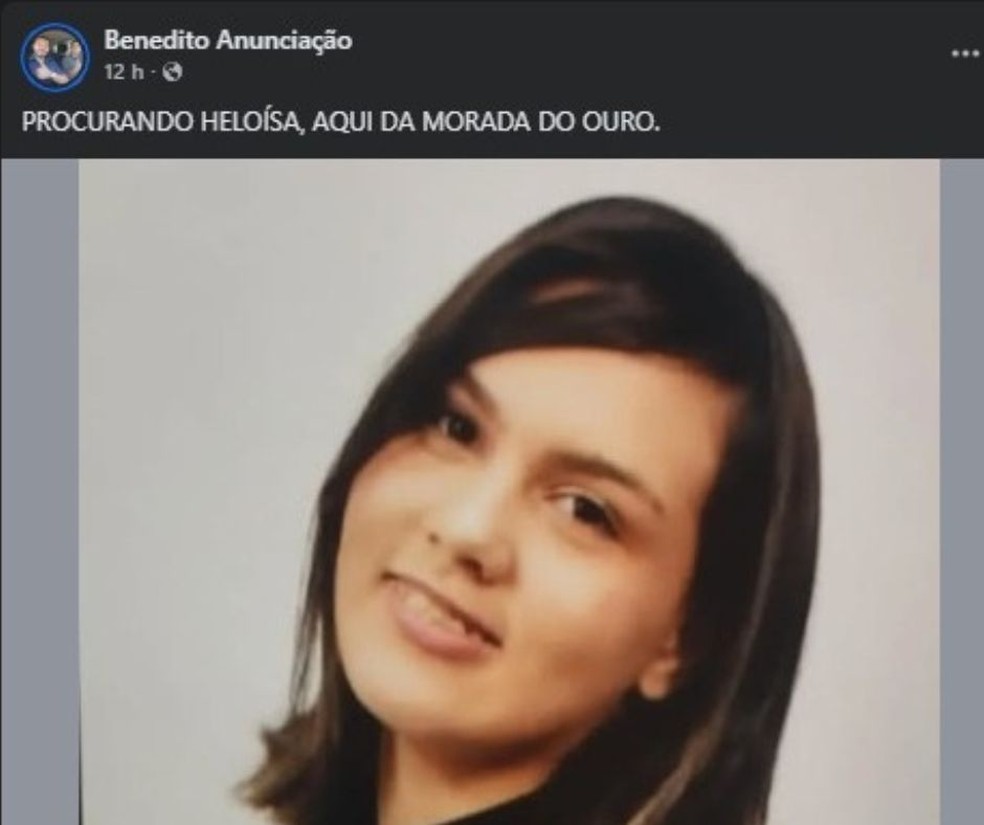 Publicação feita pelo padrasto de Heloysa nas redes sociais — Foto: Reprodução