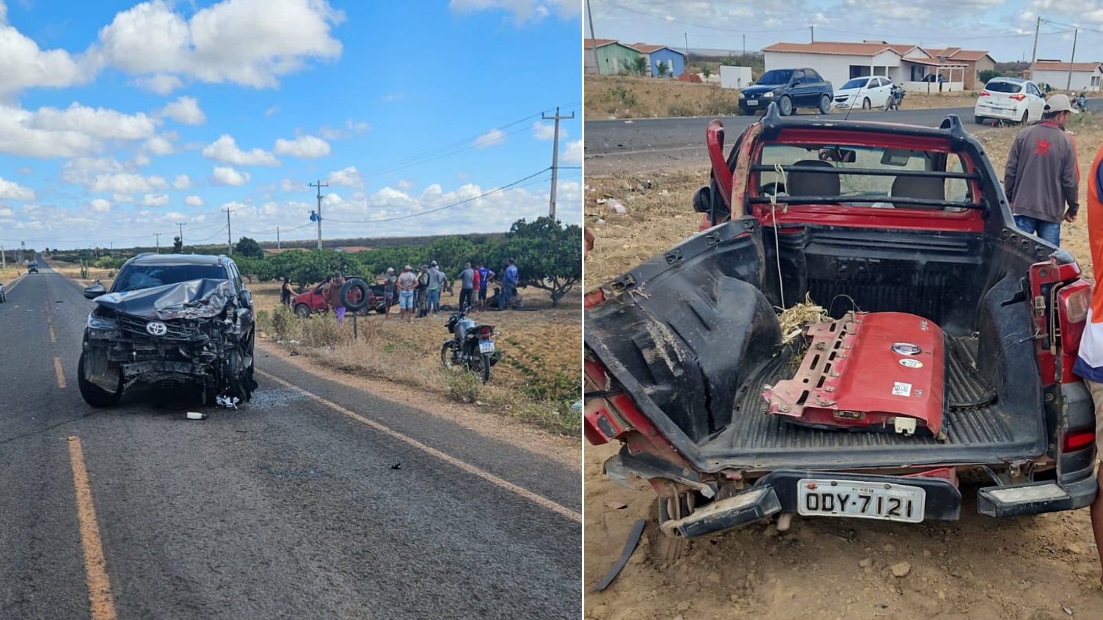 Agricultor de 74 anos morre em grave colisão entre carros no PI; porco que idoso transportava também morreu