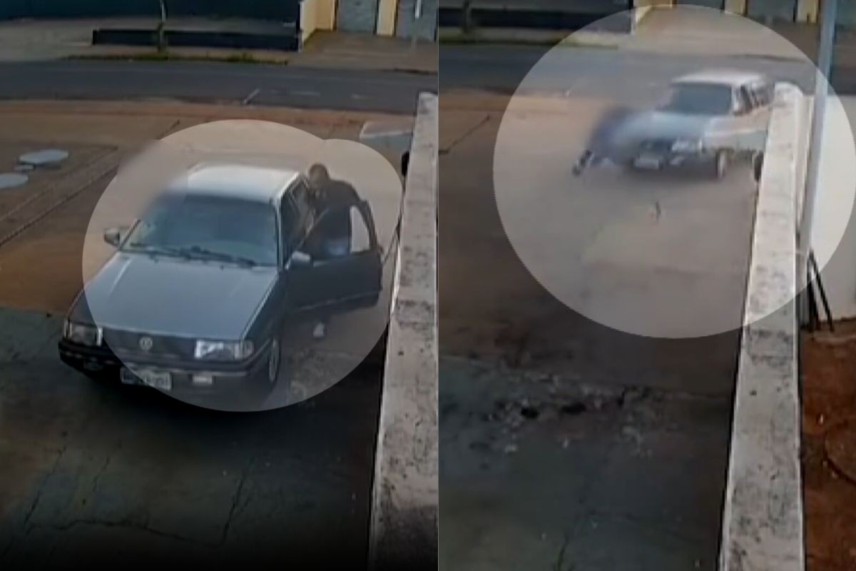 VÍDEO: Homem rouba carro enquanto motorista calibrava os pneus, no Paraná