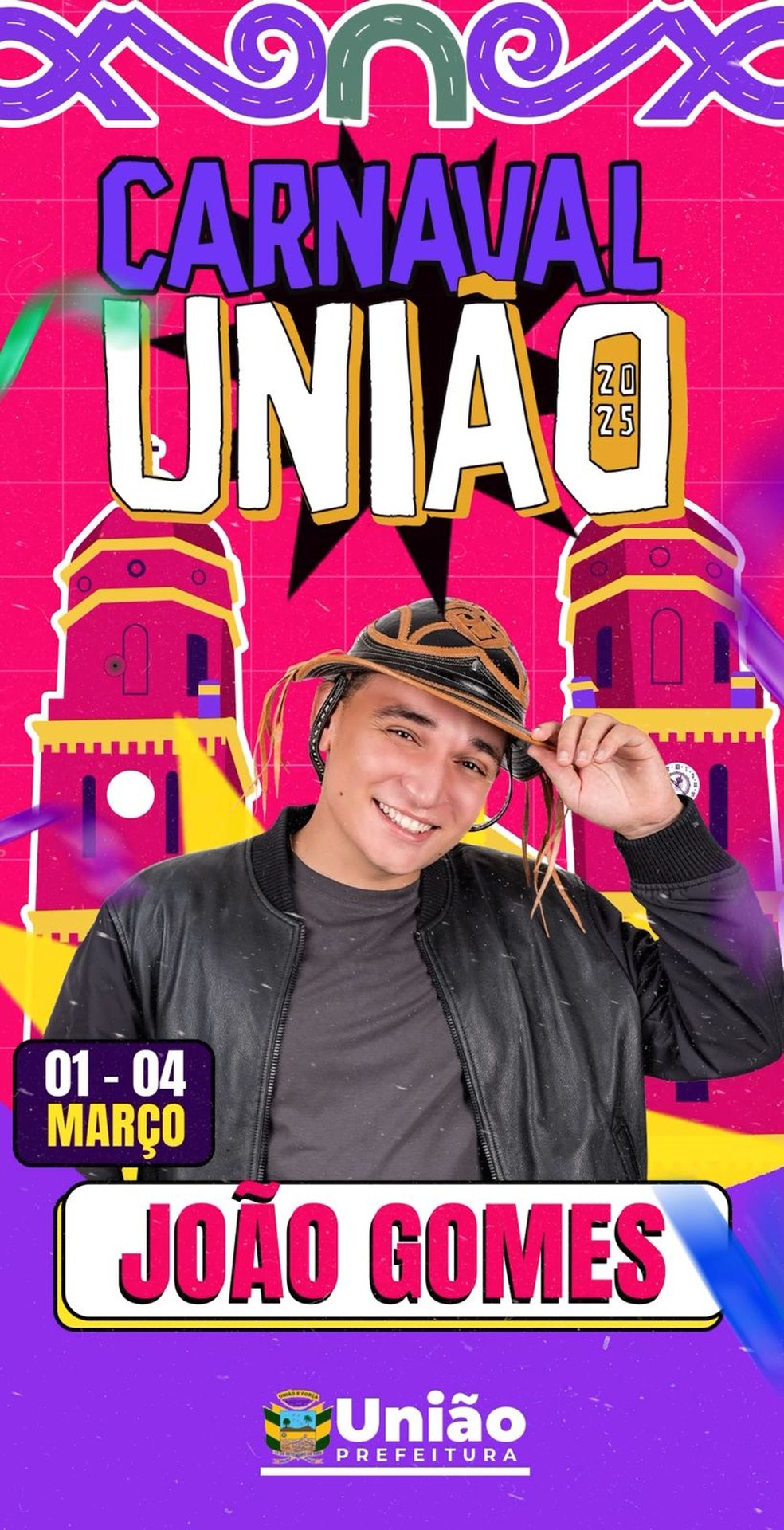 João Gomes é atração confirmada no Carnaval de União — Foto: Prefeitura de União