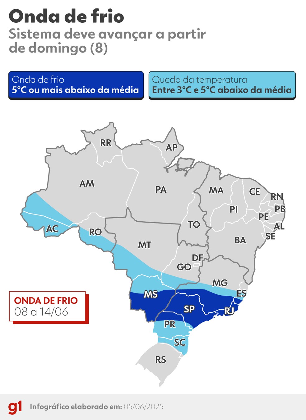 Nova onda de frio — Foto: Arte/g1