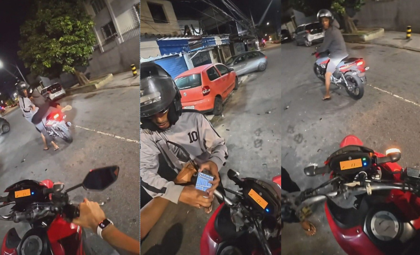 Motoboy é assaltado por dupla armada em moto em Madureira; câmera instalada no capacete registrou ação