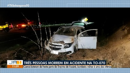 Batida entre dois carros deixa três pessoas mortas na TO-070
