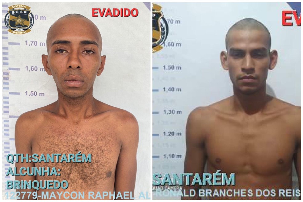 Dois foragidos do presídio de Santarém — Foto: Reprodução