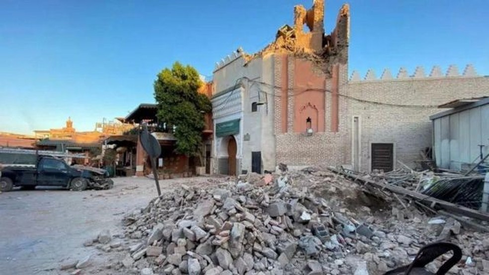Antiga mesquita na histrica cidade de Marrakech foi bastante danificada por terremoto  Foto: REUTERS