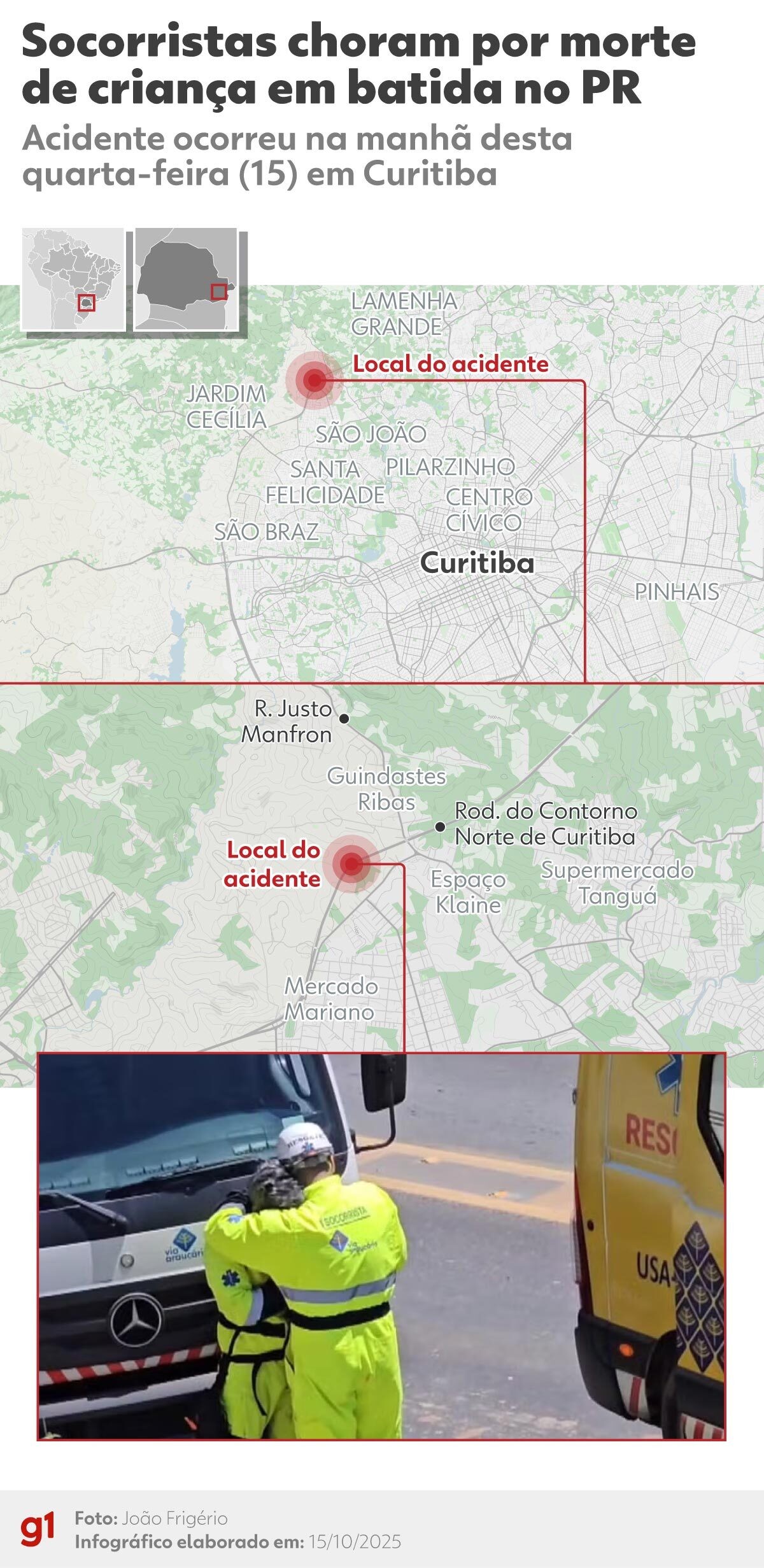 Socorristas choram pela morte de criança em batida entre caminhões no Paraná; VÍDEO