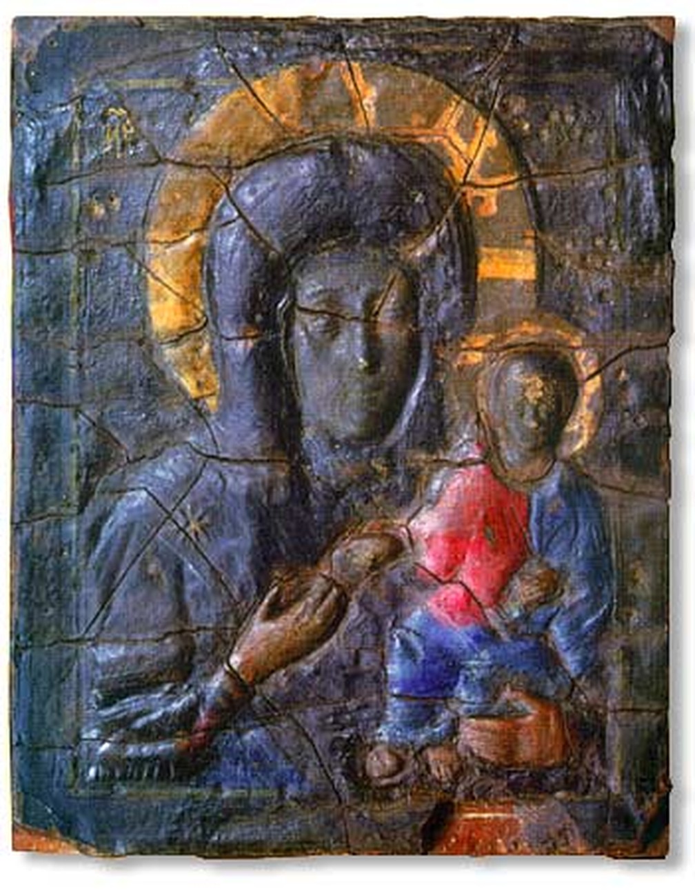 Ícone da Teótoco (Virgem Maria) conservado na Catedral da Anunciação, Kremlin de Moscovo, alegadamente a Blachernitissa que se encontrava originalmente em Santa Maria de Blaquerna. — Foto: Domínio Público