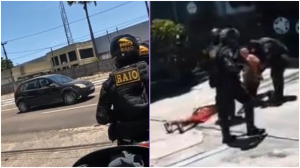 Policiais militares ficaram em um local estratégico e conseguiram abordar o carro dos criminosos. — Foto: Polícia Militar/ Divulgação