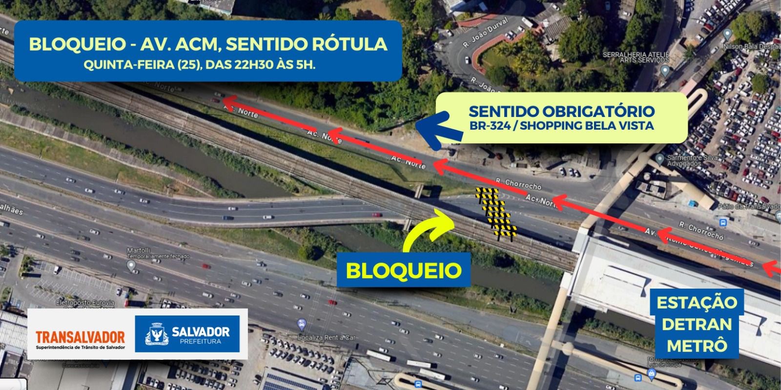 Via de uma das principais avenidas de Salvador será bloqueada por causa de obras; veja opções de tráfego