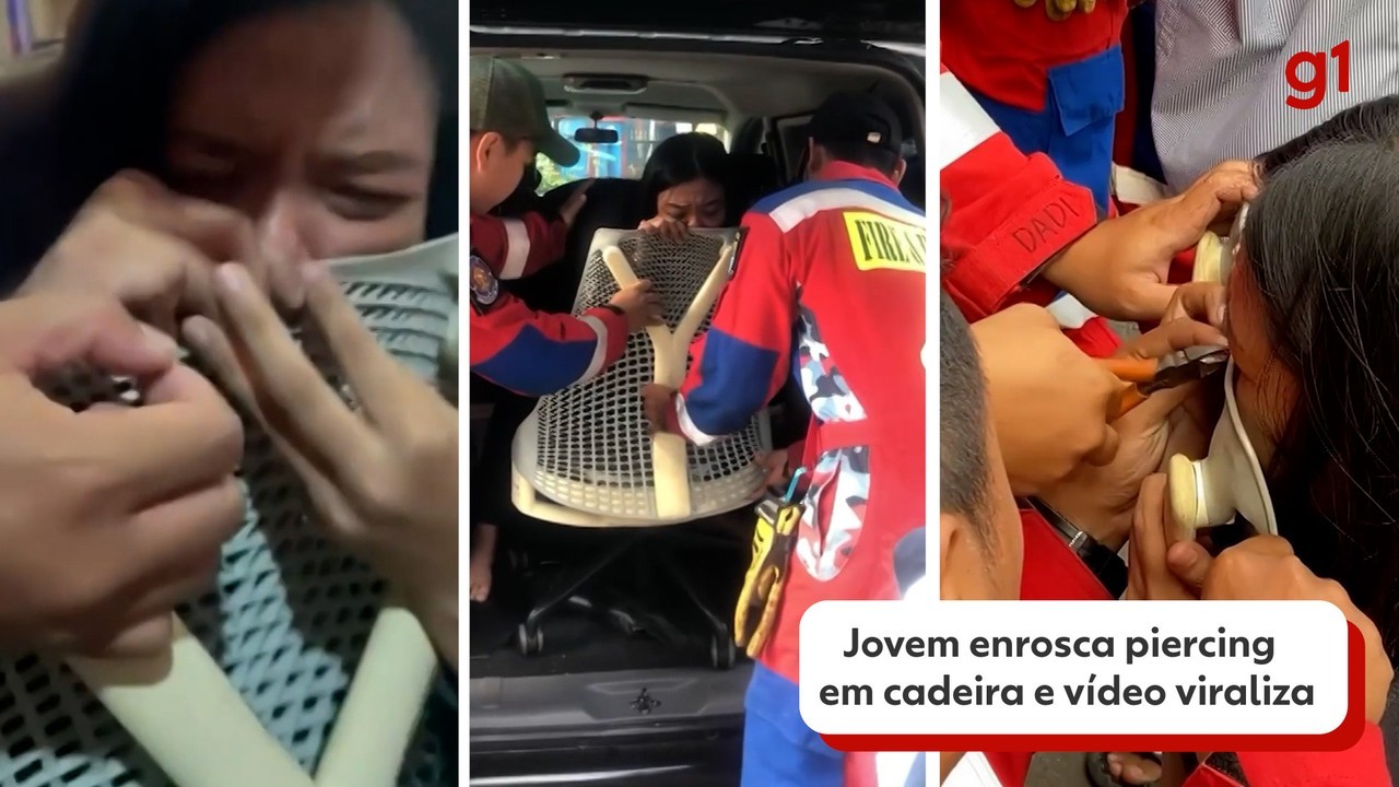 Jovem enrosca piercing do nariz em cadeira do trabalho e fica presa; vídeo viraliza