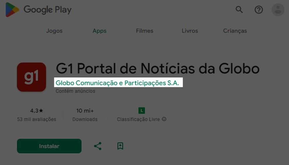 Veja onde conferir o desenvolvedor dos aplicativos na Play Store — Foto: Reprodução