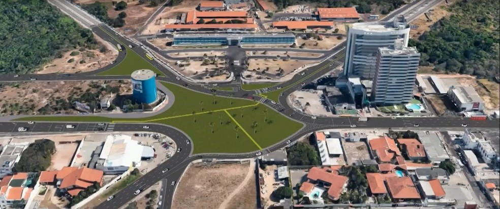 Obra na rotat&oacute;ria do Calhau v&atilde;o alterar o tr&acirc;nsito em S&atilde;o Lu&iacute;s &mdash; Foto: Reprodu&ccedil;&atilde;o/TV Mirante