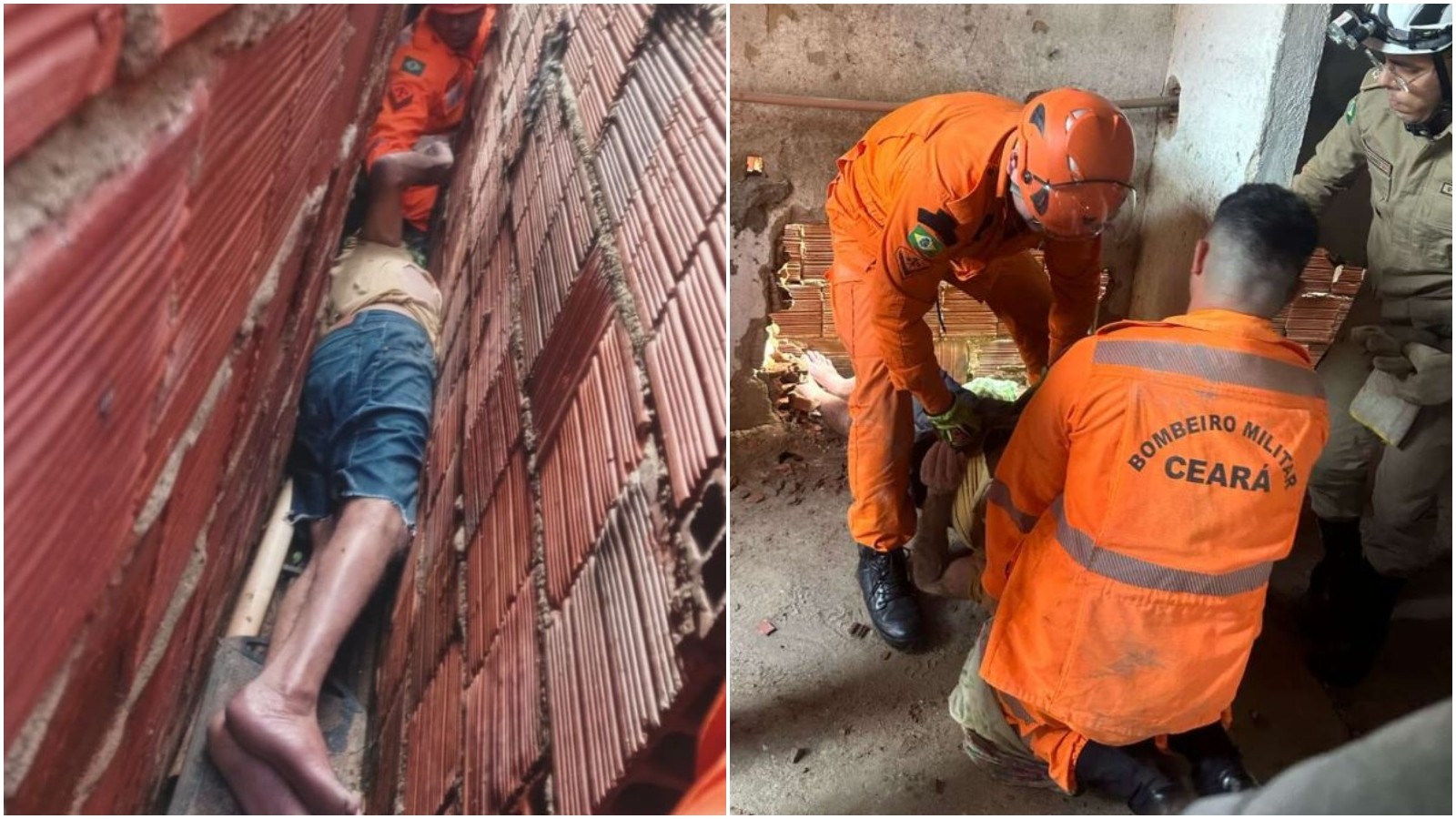 Idoso é resgatado após mais de nove horas preso entre paredes no Ceará