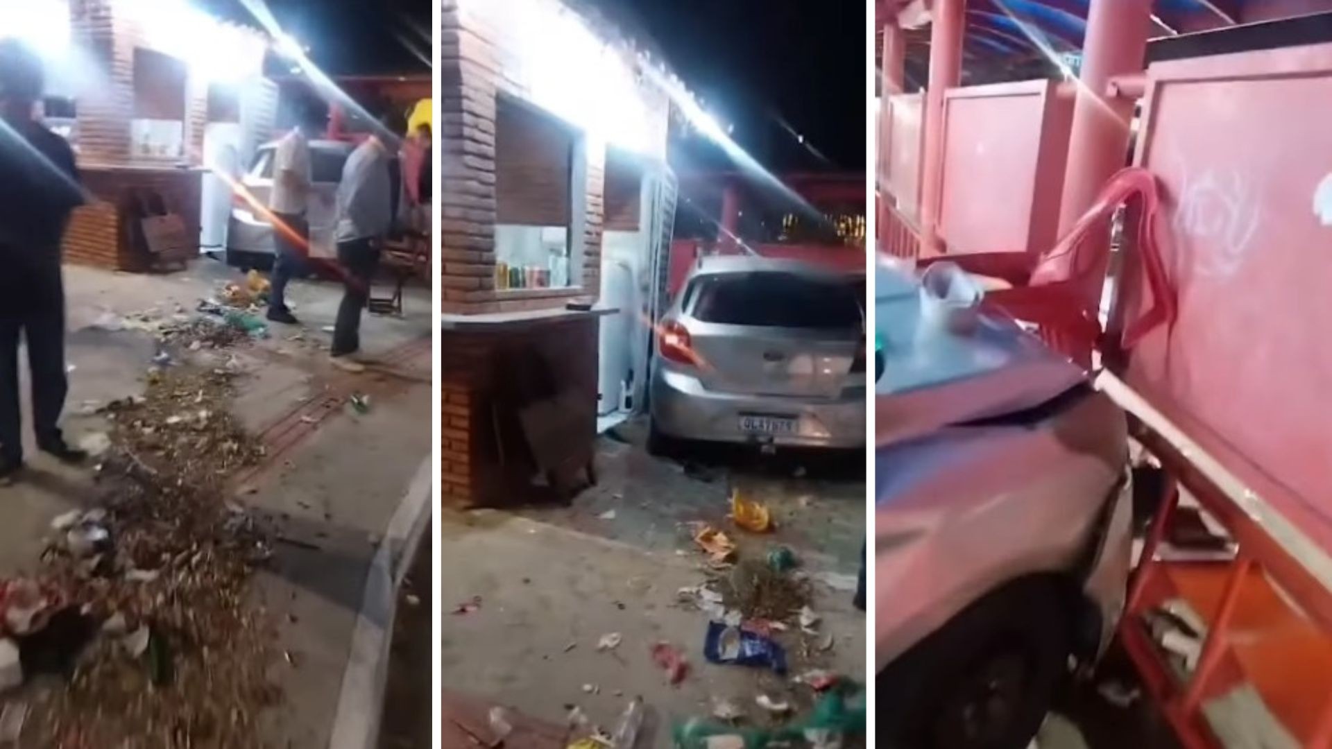 Motorista perde controle de carro, atinge barraca de lanches e bate em ponto de ônibus em Maceió