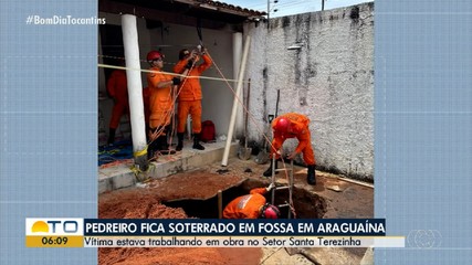 Homem é resgatado após ficar soterrado em fossa