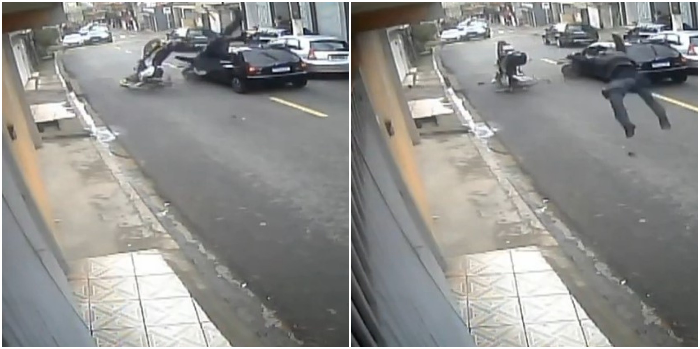 VÍDEO: PM 'voa' após bater moto de frente com carro na Zona Sul de SP