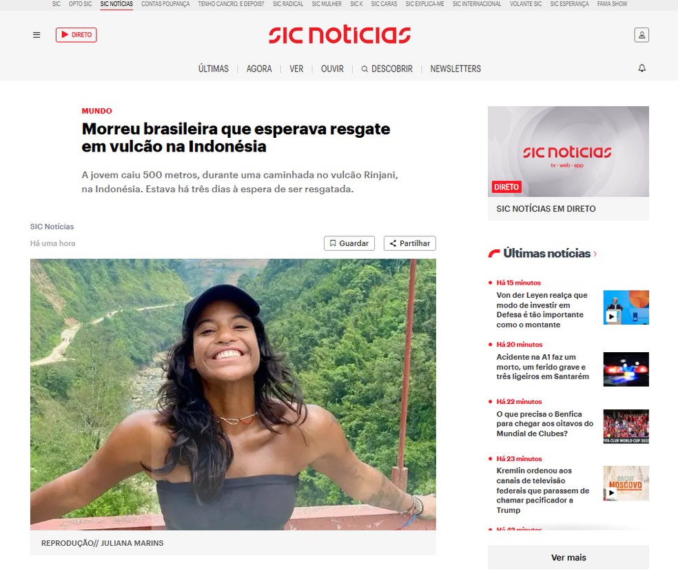 SIC Notícias — Foto: Reprodução