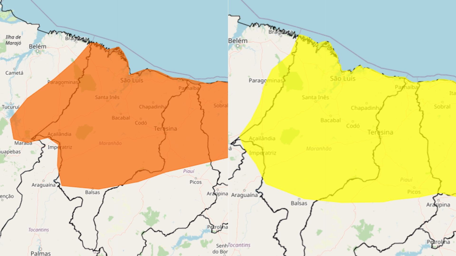 Meteorologia emite dois alertas de chuvas intensas para todo o MA 