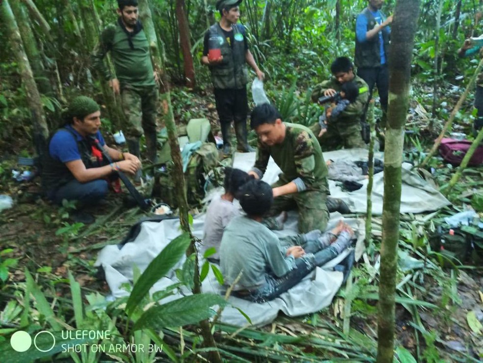 Crianças que sofreram acidente aéreo na Colômbia são encontradas com vida após 40 dias — Foto: Forças Militares da Colômbia/Divulgação