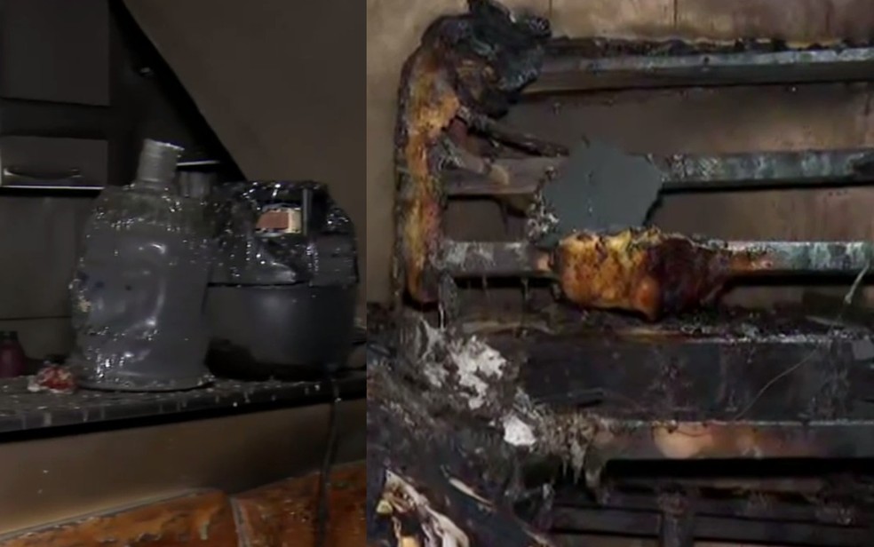 Mulher têm casa destruída pelo fogo — Foto: TV Bahia