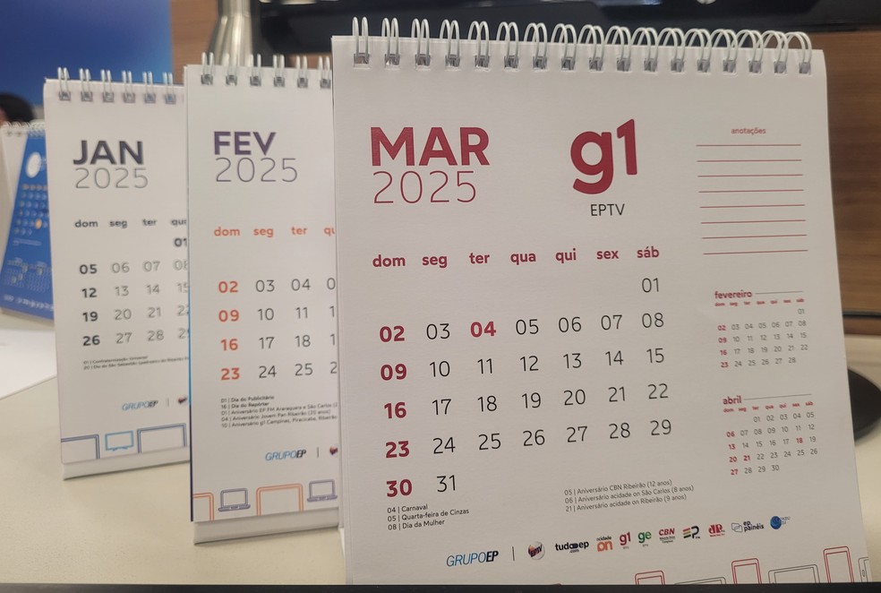 Calendário 2025 — Foto: Esdras Pereira/g1