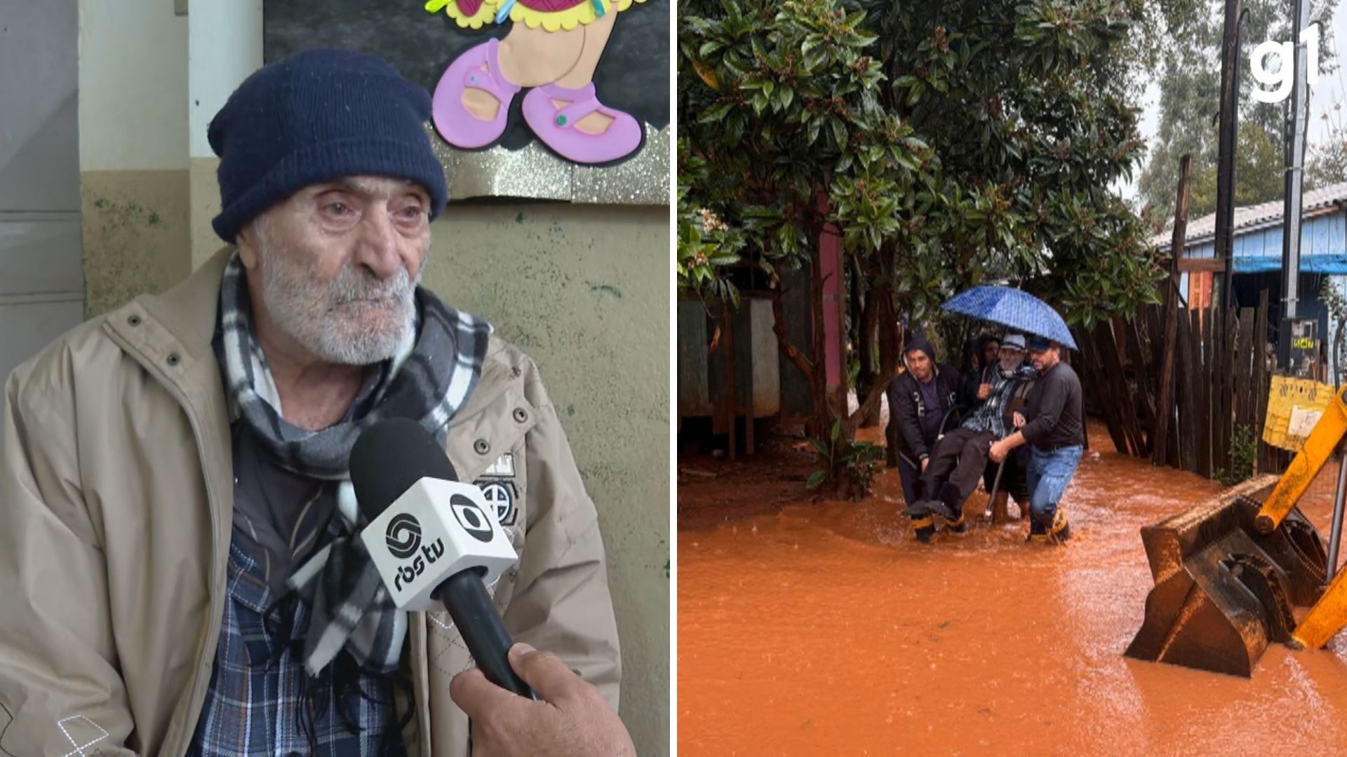VÍDEO: Idoso de 106 é resgatado por vizinhos durante chuva no interior do RS: 'não foi a 1ª vez'