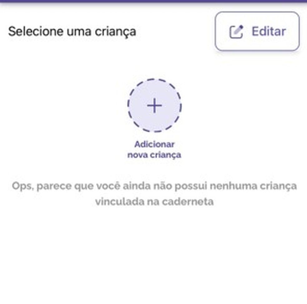 Adicionar nova criança — Foto: reprodução